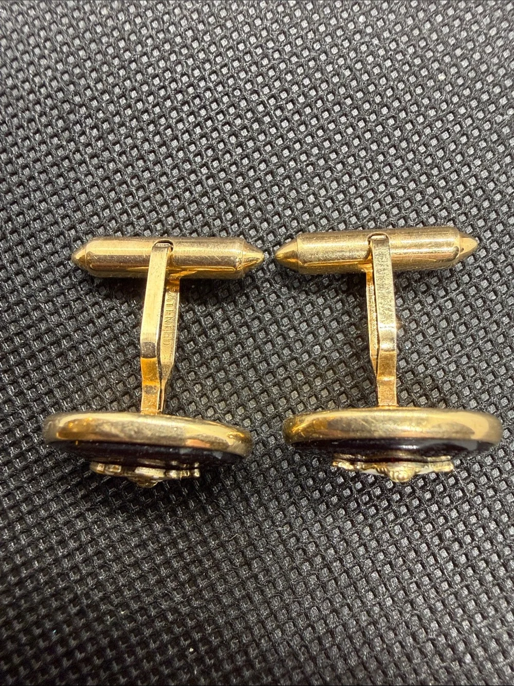 Vintage Shriners Cuff Links Red and Gold Tone Scimitar Crescent Moon Sphinx